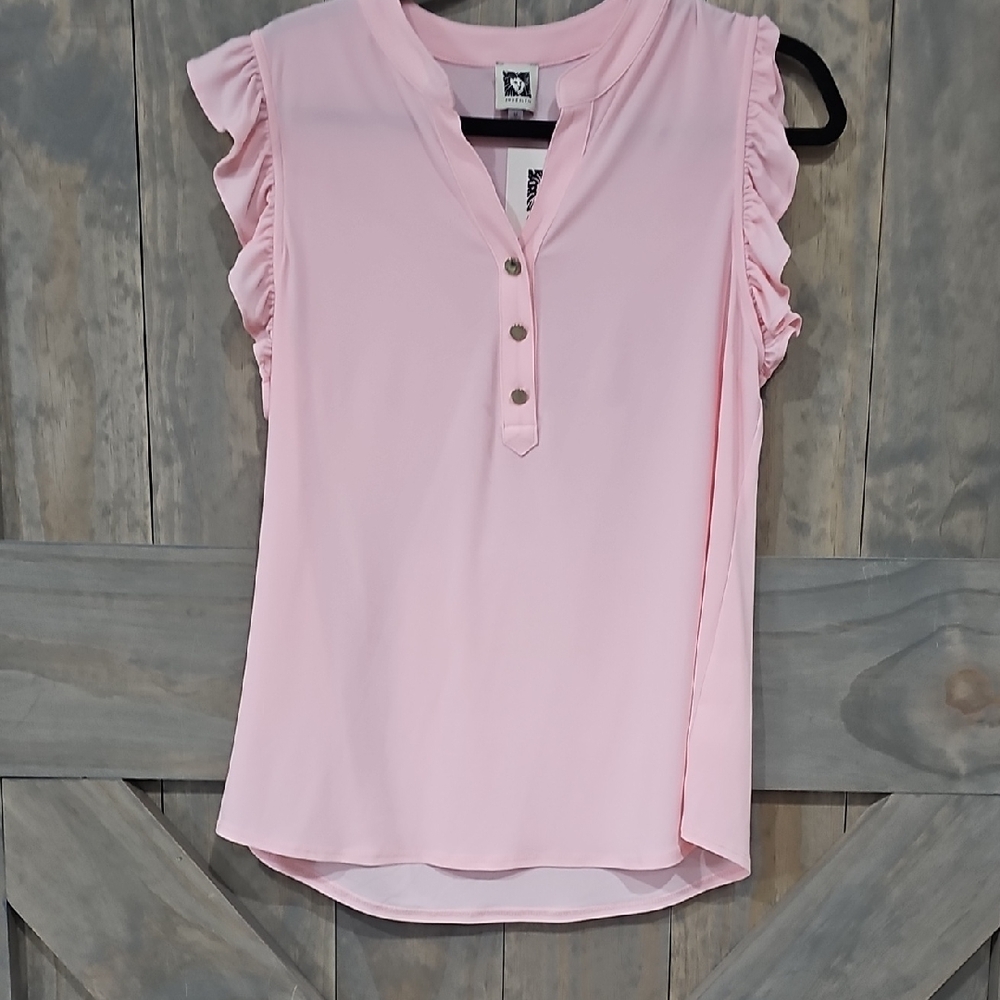 Pink Ruffle Sleeve Women's Top